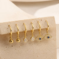 Evil Eye & Minimalist Hoop Earrings Set of 3 - Anti Tarnish Gold Plated