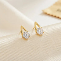 Solitaire Open-Setting Stud Earrings - Anti Tarnish Gold Plated Minimalist Jewelry