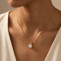 Solitaire Pendant Necklace | Anti-Tarnish Gold Plated | Moncheri Jewels