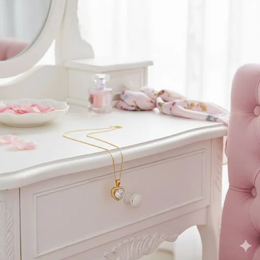 Premium Heart Halo Necklace with Crystal Pendant | Anti-Tarnish & Waterproof