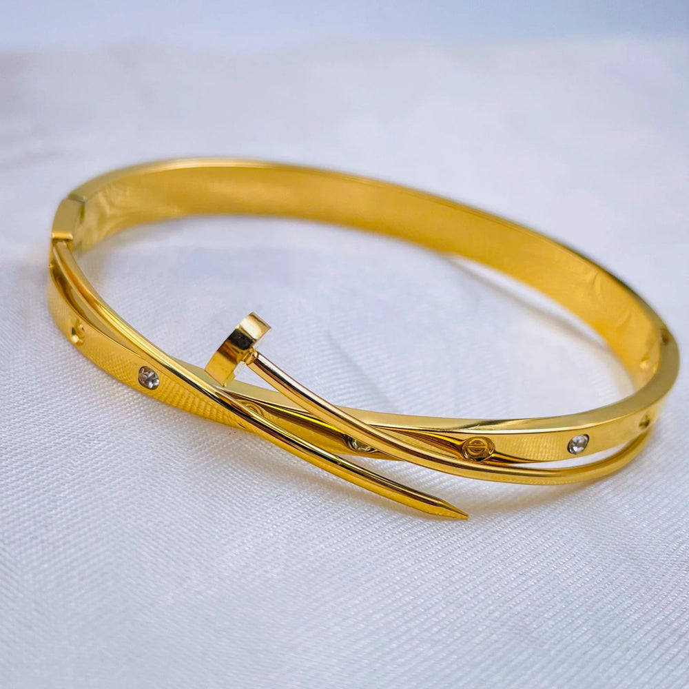 Nail Design Anti-Tarnish Gold-Plated Wrap Bracelet