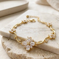 Floral Vine Crystal Bracelet | Anti-Tarnish Gold-Plated