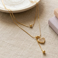 Anti-Tarnish Layered Heart Pendant Necklace | Gold Plated Snake Chain