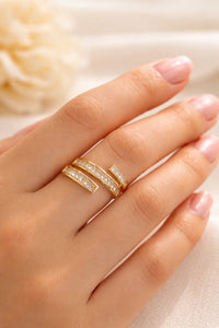 Adjustable Gold Wrap Baguette Ring - Korean Fashion Jewelry