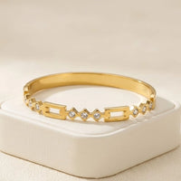Geometric Cutout CZ Anti-Tarnish Gold Plated Bracelet