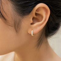 Pave Zirconia Anti Tarnish Gold Plated Earrings | Korean Style Mini Hoops