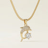 Dolphin Pendant Necklace - Anti-Tarnish Gold Plated with CZ Stone