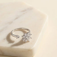 Starburst Crystal Adjustable Ring | High Quality Silver-Tone Fashion Ring