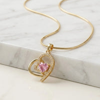 Anti-Tarnish Gold Plated Pink Heart Pendant Necklace