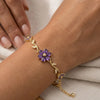 Purple Floral Anti-Tarnish Gold Plated Bracelet | Dainty Vine Design