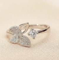 Crystal Butterfly Fashion Ring - High Quality Silver Tone | Moncheri