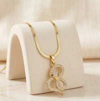 Crystal Serpent Snake Pendant Necklace - Anti-Tarnish Gold-Plated