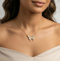 Sparkling Butterfly Necklace - Anti-Tarnish Gold Plated for Women