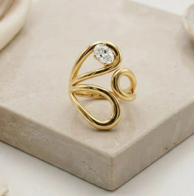 Abstract Swirl Statement Ring | Anti-Tarnish Fashion Jewelry