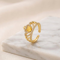 Gold Crown Princess Ring | Adjustable Heart Tiara Fashion Ring