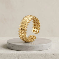 Spiked Studded Adjustable Ring | Anti-Tarnish Gold-Plated