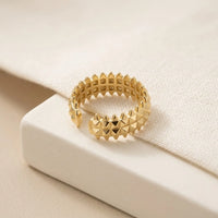 Spiked Studded Adjustable Ring | Anti-Tarnish Gold-Plated