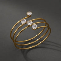 Spiral CZ Layered Cuff Bracelet | Anti-Tarnish Gold Plated
