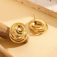 Modern Spiral Swirl Earrings | Anti-Tarnish Gold Plated Statement Jewelry