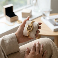 Leopard Print Square Dial Chain Watch - Anti-Tarnish Gold Plated