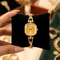 Elegant Square Dial Anti-Tarnish Gold Plated Wristwatch for Women - Minimalist Statement Piece