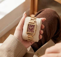 The "Old Money" Maroon Dial Watch | Anti-Tarnish Gold Plated