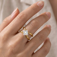 Criss Cross Square Stone Ring - Anti-Tarnish Gold Plated
