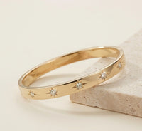 Anti-Tarnish Starburst Gold Plated Bangle Bracelet for Women