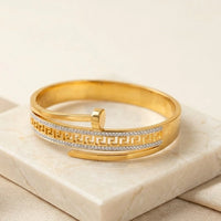 Greek Key Nail Wrap Cuff - Anti Tarnish Gold Plated Bracelet