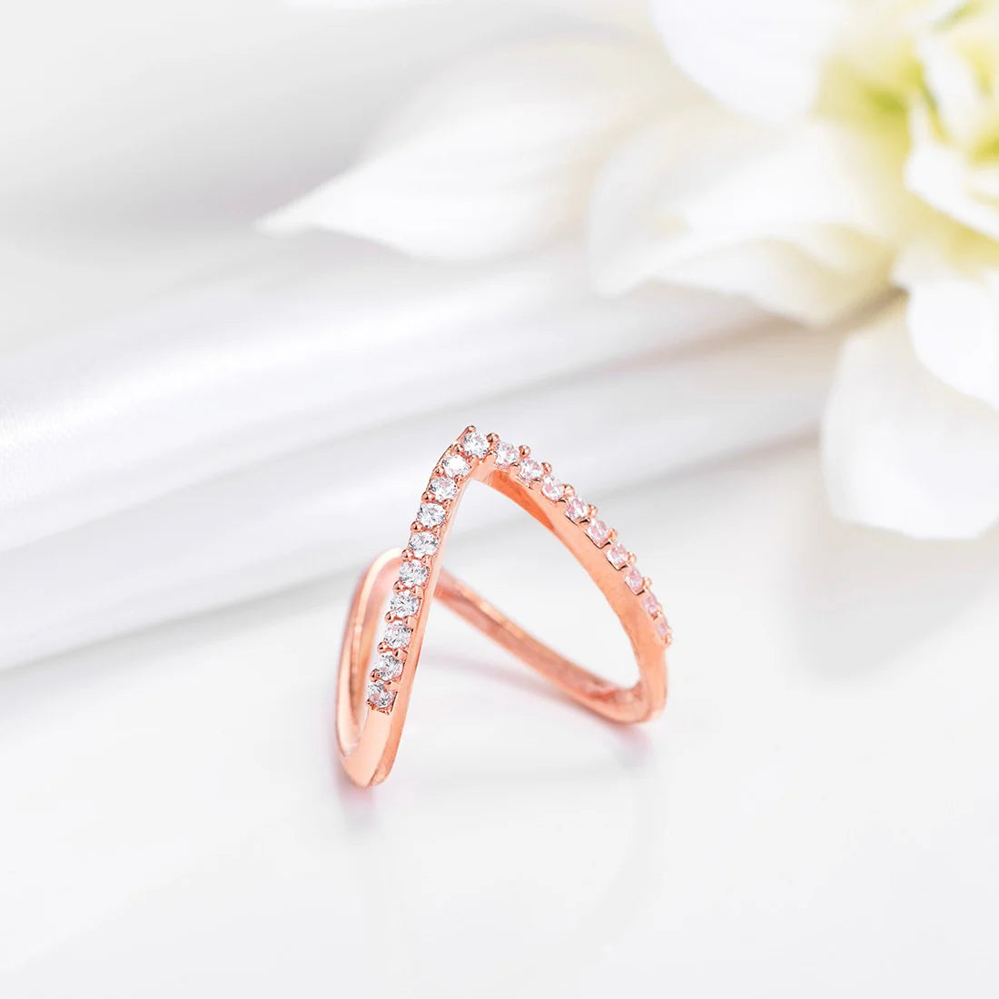 Rose Gold Plated Chevron Ring | Anti-Tarnish V-Shape Stackable Jewelry ...
