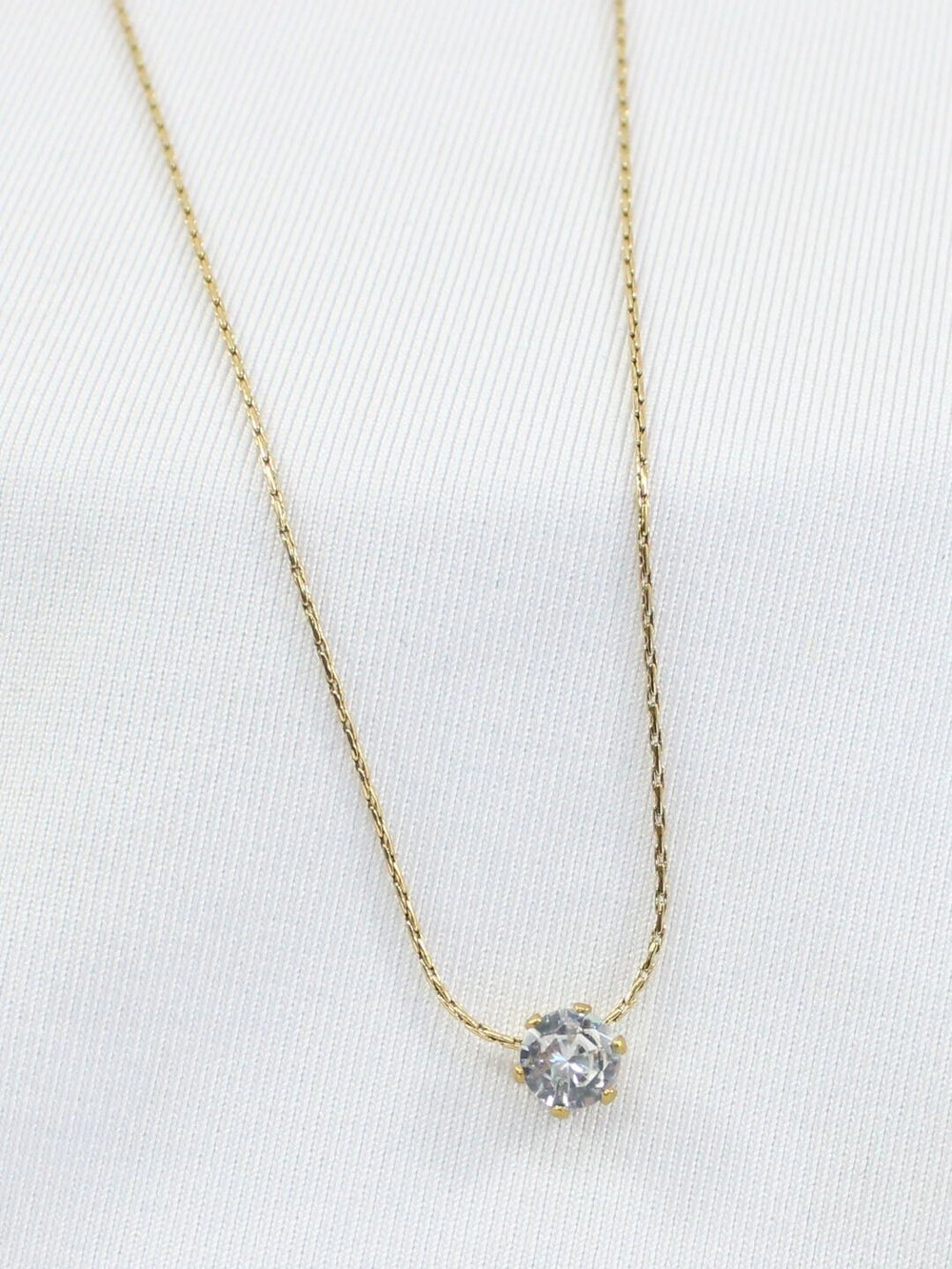 Solitaire Pendant Necklace | Anti-Tarnish Gold Plated Minimalist Chain