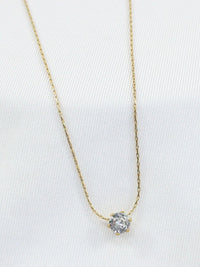 Solitaire Pendant Necklace | Anti-Tarnish Gold Plated Minimalist Chain