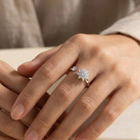 Starburst Crystal Adjustable Ring | High Quality Silver-Tone Fashion Ring