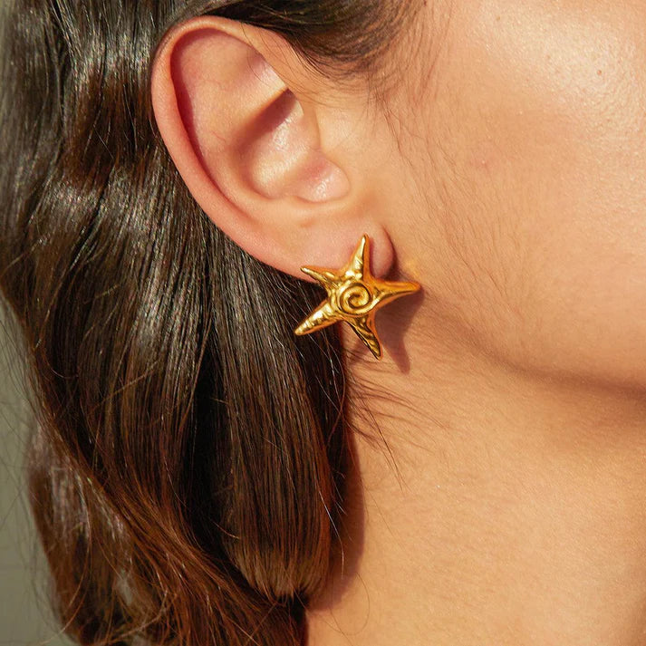 Starfish Anti-Tarnish Gold Plated Stud Earrings | Ocean Inspired Jewelry