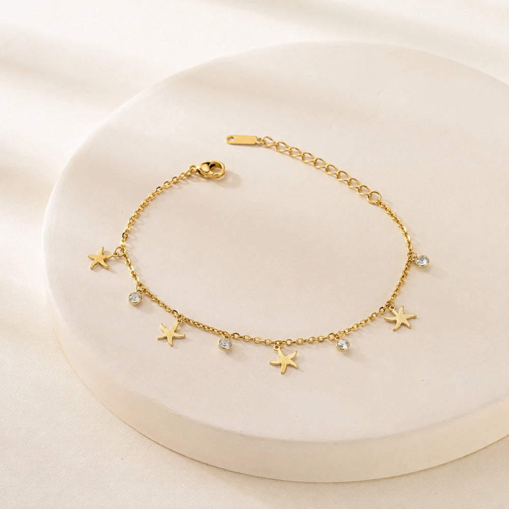 Starfish Charm Anti-Tarnish Gold-Plated Bracelet