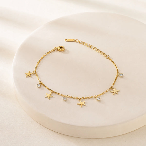Starfish Charm Anti-Tarnish Gold-Plated Bracelet