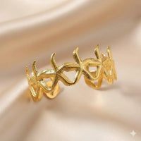 Starfish Textured Open Cuff Bracelet – Gold Plated Anti-Tarnish Beach Jewelry