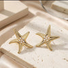Starfish Pearl Stud Earrings - Anti Tarnish Golden Finish