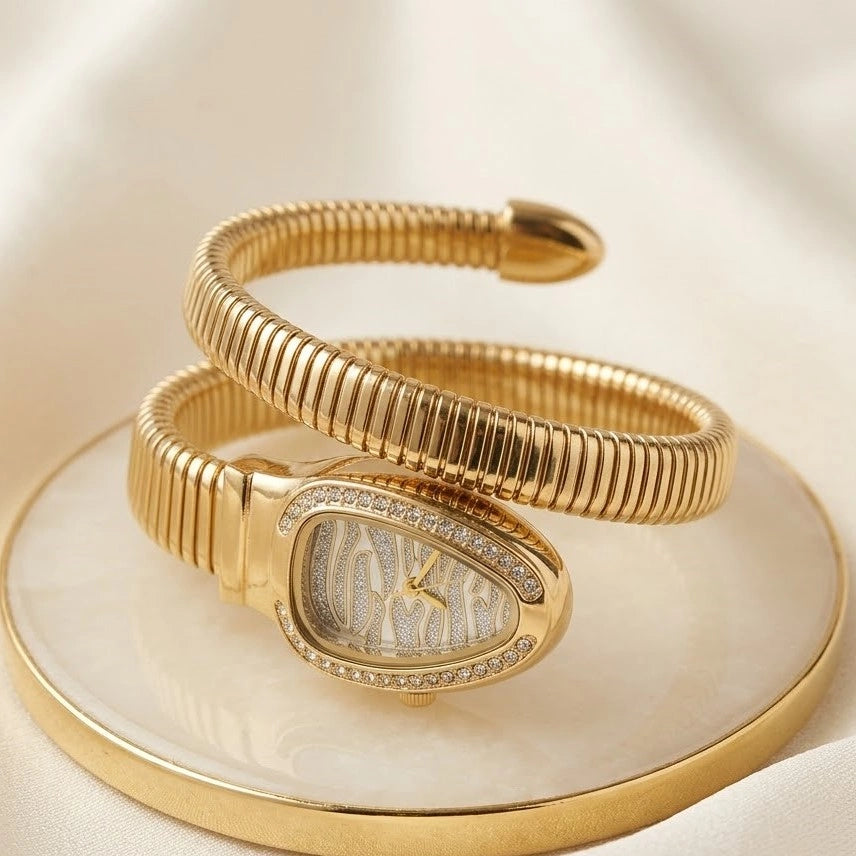 Serpenti Inspired Anti-Tarnish Gold Plated Wrap Watch
