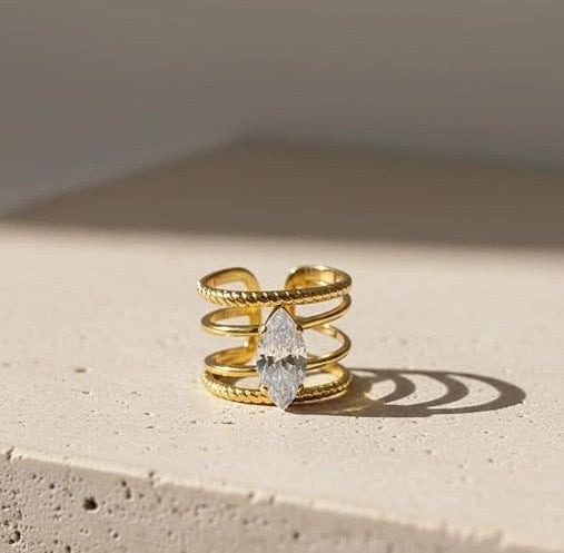 Marquise Stone Multi Layer Statement Ring - Anti Tarnish Fashion Jewelry