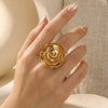 Statement Rose Floral Ring - Anti Tarnish Finish