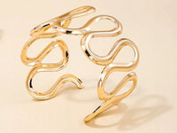 Abstract Wavy Gold Plated Statement Cuff Bracelet