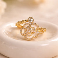 White Floral Gold Statement Ring | Premium Fashion Jewelry for Women