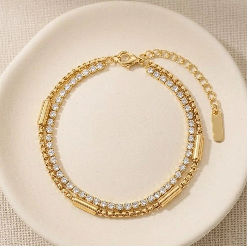 The "It-Girl" Stack: Classic Bangle & Tennis Bracelet Combo