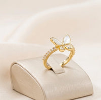 Pearl Butterfly Statement Ring - High Quality Studded Fashion Jewelry