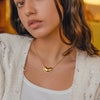 Anti-Tarnish Gold-Plated Puffy Heart Necklace with Crystal Border