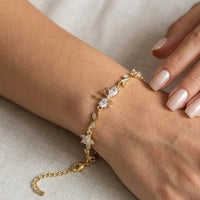Crystal Bow & Vine Anti-Tarnish Gold-Plated Bracelet | Dainty Women's Jewelry-Tulip