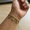 Triple Flower Evil Eye Charm Bracelet with Zirconia - Anti Tarnish