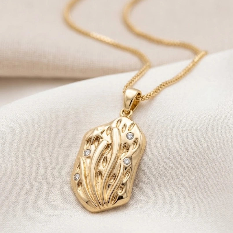 Textured Vintage Engraved Pendant Necklace - Anti Tarnish Fashion Jewelry