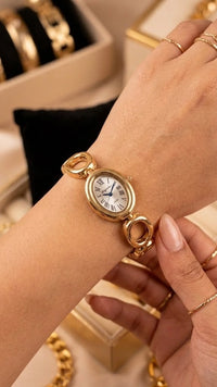 Vintage Oval Dial Anti-Tarnish Gold Plated Watch for Women